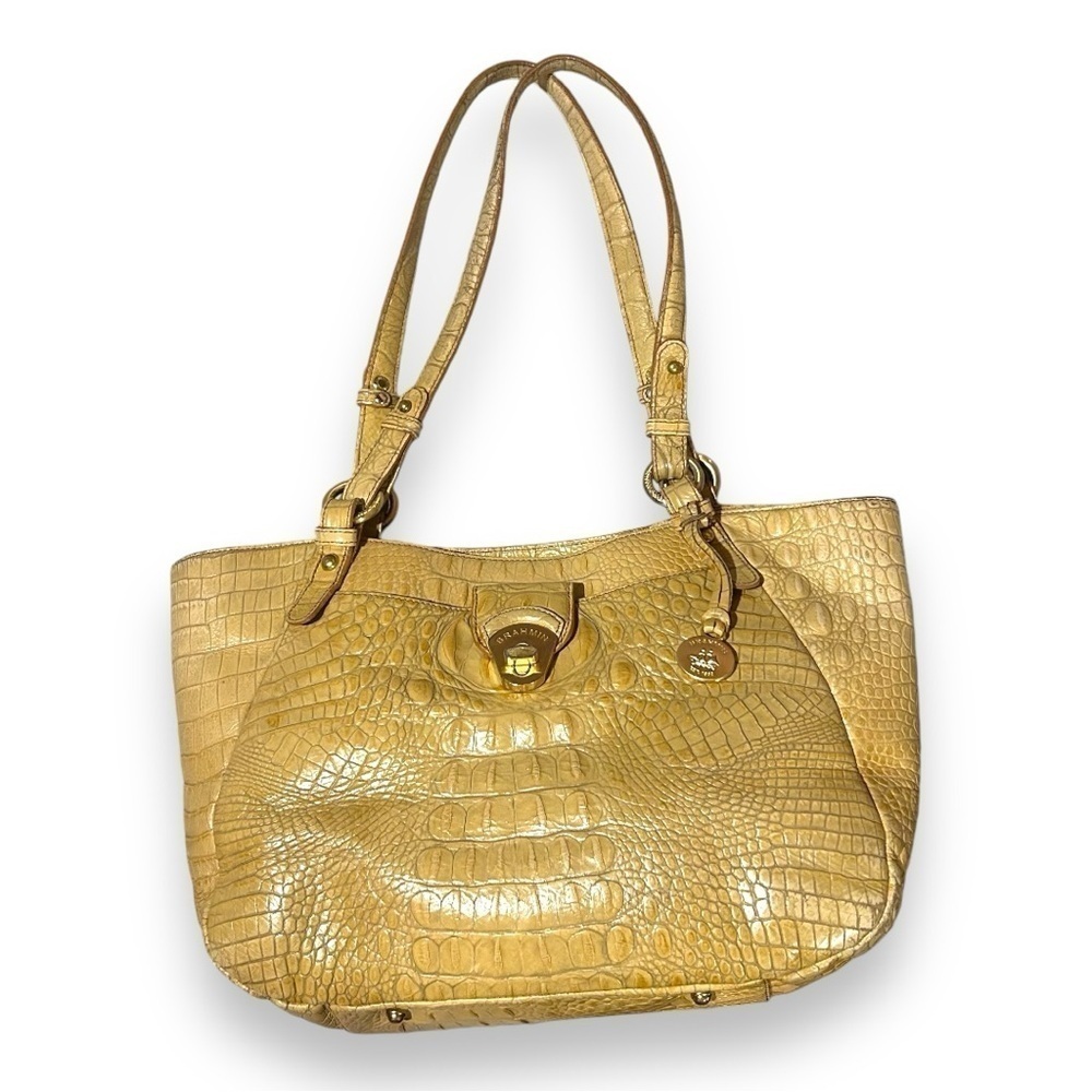 Brahmin Collete Shoulder Bag Pecan Brown Leather Tote